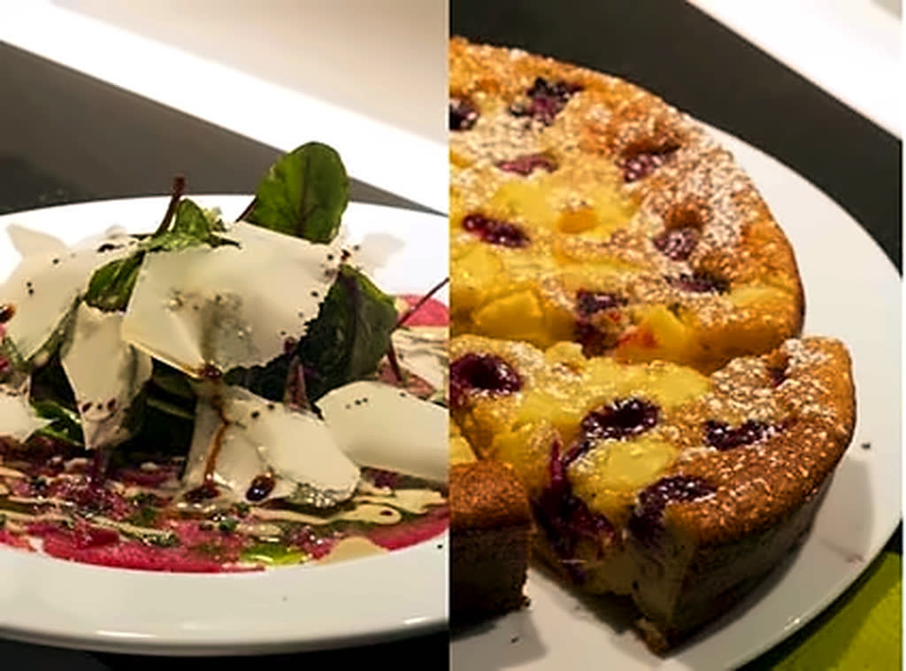 Archive 2014 : un carpaccio au parmesan et un clafoutis aux fruits rouges